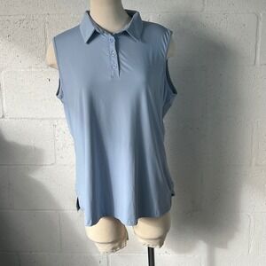 KORALHY Sleeveless Polo Shirt Women's Size‎ 2XL Light Blue Button Neck Golf